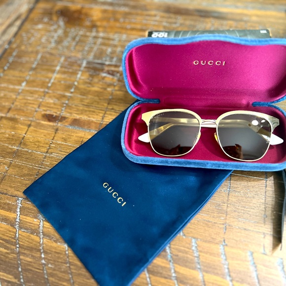 GUCCI Endura Gold 55mm Clubmaster Cat EyeSunglasses